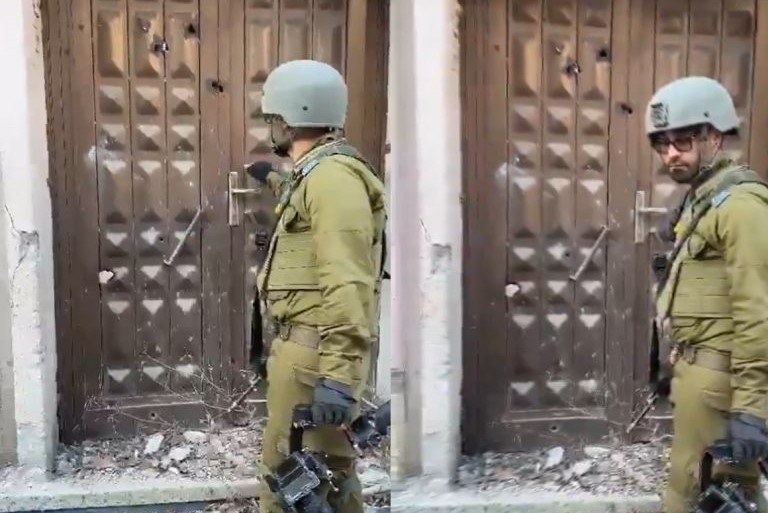 "لماذا لا أحد يفتح الباب؟" ... فيديو استفزازي لجندي إسرائيلي في غزة