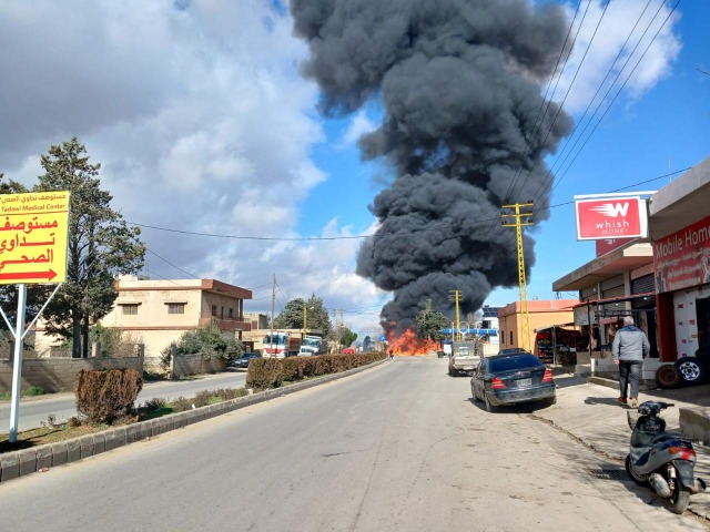 انفجار صهريج نقل الغاز في بلدة مقنة البقاعية وتسجيل إصابات!