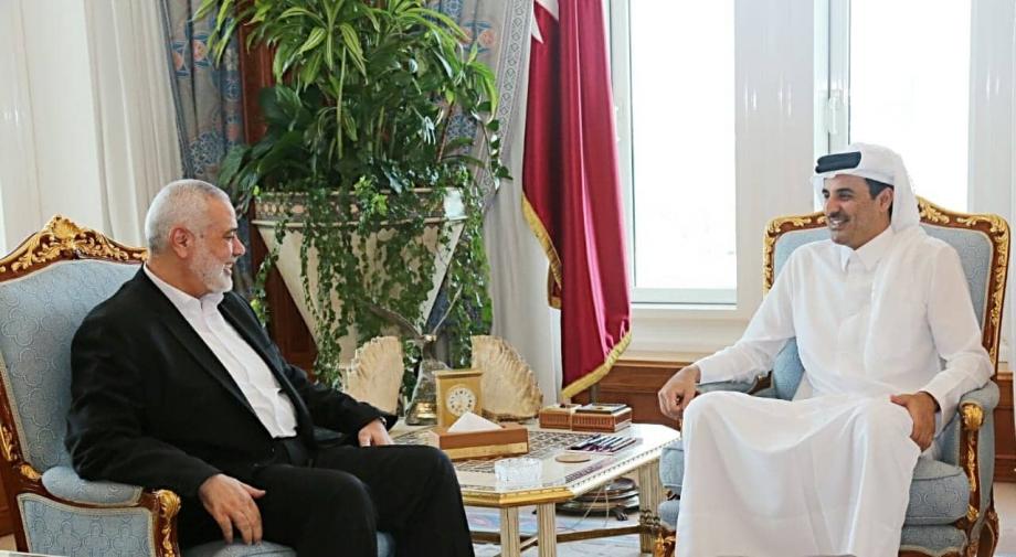 أمير قطر وهنية يبحثان التطورات في غزة