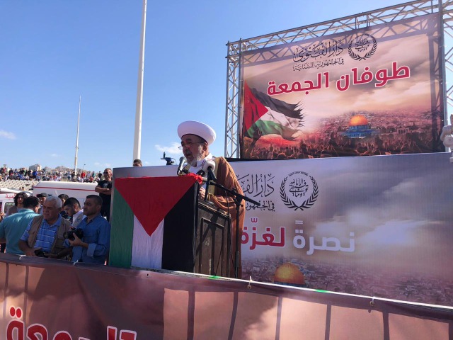 المفتي سوسان أم لصلاة الجمعة في صيدا نصرة لغزة: المواجهة مع الكيان المحتل أمر حتمي