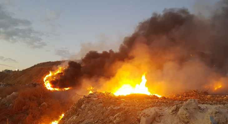 حريق كبير قرب معمل فرز النفايات في صيدا