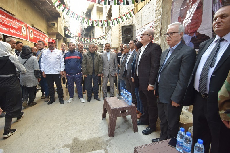 إحتفال شعبي بإعادة افتتاح نادي عز الدين القسام في مخيم اليرموك