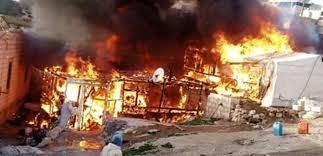 حريق هائل في مخيم للنازحين السوريين في حيّ "الشفق" بعرسال