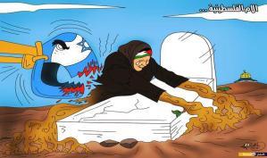 الأم الفلسطينية.. ‏بريشة الرسام الكاريكاتوري ماهر الحاج