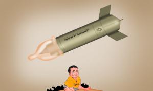 المساعدات الإنسانية الأميركية لاطفال غزة..  بريشة الرسام الكاريكاتوري ماهر الحاج