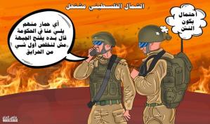 الشمال الفلسطيني المحتل يشتعل .. كاريكاتير ماهر الحاج