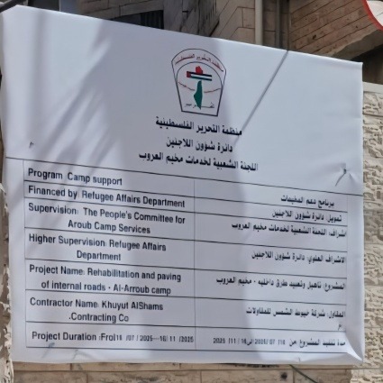 تحت رعاية الرئيس محمود عباس "شؤون اللاجئين" تنفذ مشاريع تطويرية في مخيمي العروب والفوار