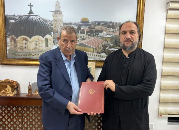 د. خوري يبحث مع رئيس البعثة الروحية الروسية الأرثوذكسية سبل تعزيز التعاون الكنسي