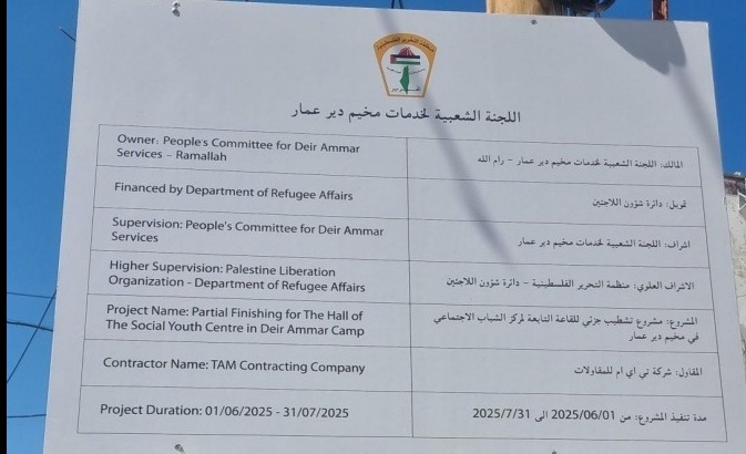 برعاية الرئيس عباس.. دائرة شؤون اللاجئين تبدأ بتنفيذ مشروع إعادة تأهيل الطابق الأول في مركز الشباب الاجتماعي بمخيم دير عمّار