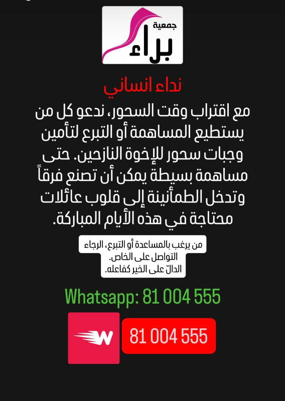 ثريا حسن تعلن إطلاق جمعية "براء" حملة إغاثة للنازحين إلى صيدا