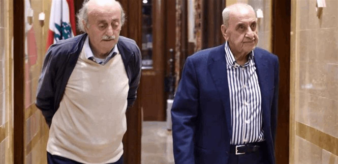 جنبلاط من عين التينة: لايجاد الوسائل الملائمة لتثبيت وقف إطلاق النار