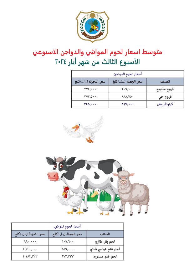 جدولٌ جديد لأسعار اللحوم والخضار في لبنان