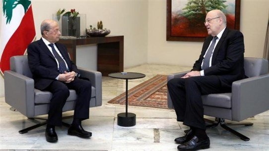 الرئيس عون والرئيس ميقاتي عرضا للمستجدات ولمعالجة الأزمة الحكومية