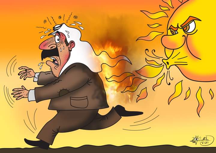 موجة حر قاسية تضرب العالم.. بريشة الرسام الكاريكاتوري ماهر الحاج